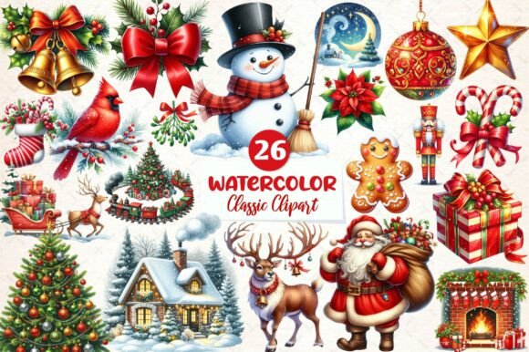 Download Classic Christmas Clipart Bundle - Classic christmas clipart Collection