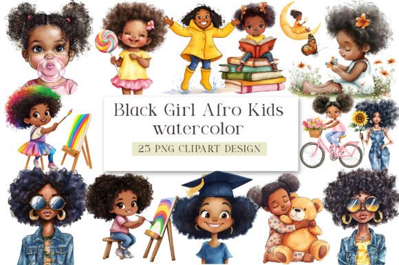 Download Black Girl Afro Kids Clipart - Premium Resources