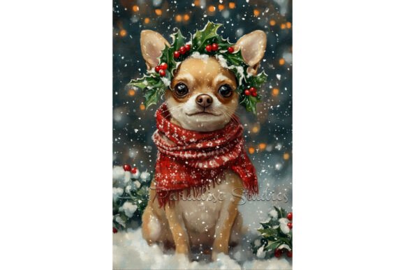 Download Christmas Chihuahua Dog Winter Art Print - Premium Resources