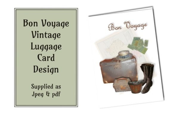 Download Bon Voyage Vintage Luggage Card Design - Vintage luggage Collection