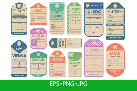 Download Vintage Luggage Tags, Airport Travel - Vintage luggage Collection