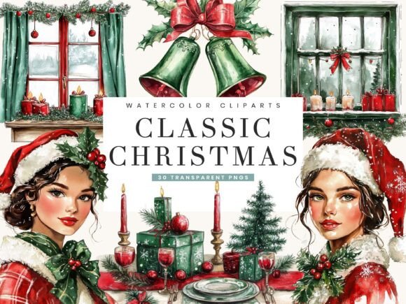 Download Classic Christmas Clipart Bundle - Classic christmas clipart Collection